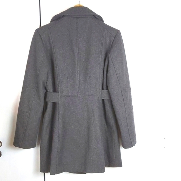 Buffalo David Bitton Dark Gray Warm Wool Belted Pea Coat Neutral winter mod Sz.M - Picture 7 of 13